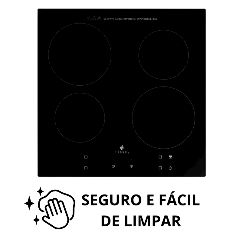 Fogão Cooktop de Indução 4 Bocas Tronos IF7210B3-CC 220V - Mesa Vitrocerâmica, 7200W, Controle Touch