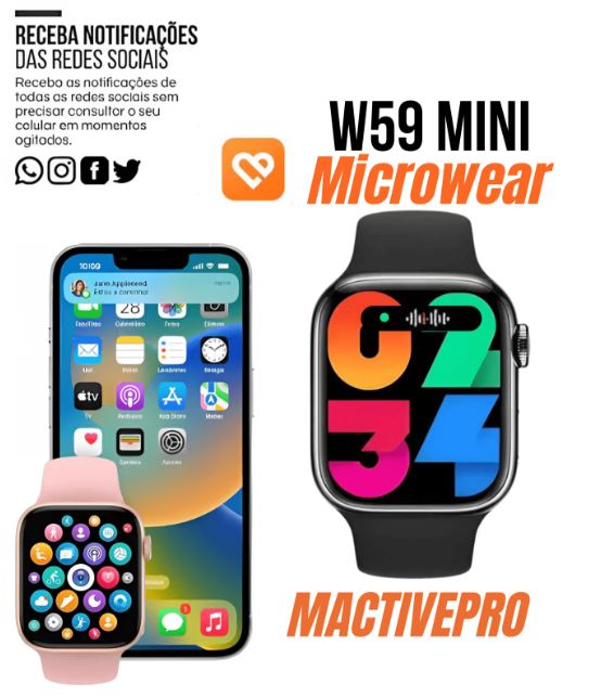 SMARTWATCH W59 MINI 41 MM + BRINDES + FRETE GRÁTIS + 6X SEM JUROS